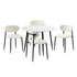 Oikiture 110cm Round Dining Table with 4x Dining Chairs Boucle Black & White-Dining Set-PEROZ Accessories
