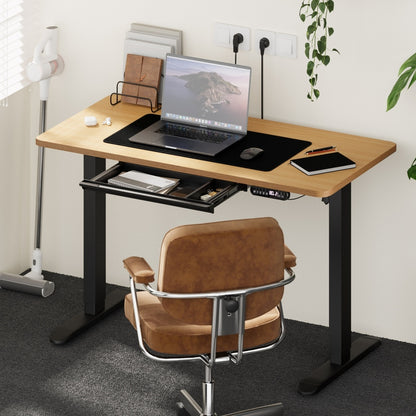 Oikiture 120CM Electric Standing Desk with Drawer Height Adjustable Black &amp; Oak-Standing Desk-PEROZ Accessories