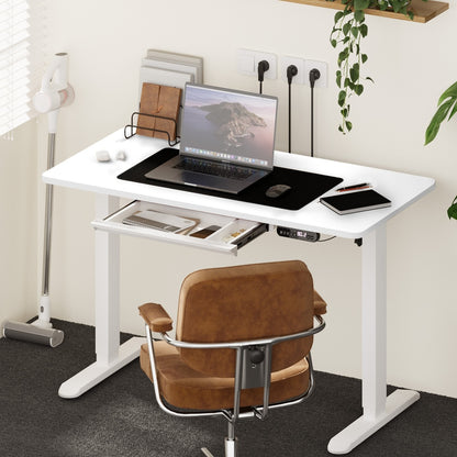 Oikiture 120cm Electric Standing Desk With Drawer Adjustable White-Standing Desk-PEROZ Accessories