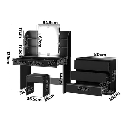 Oikiture 120cm Rectangle Dining Table with 4PCS Dining Chairs Leather Black-Dining Sets-PEROZ Accessories