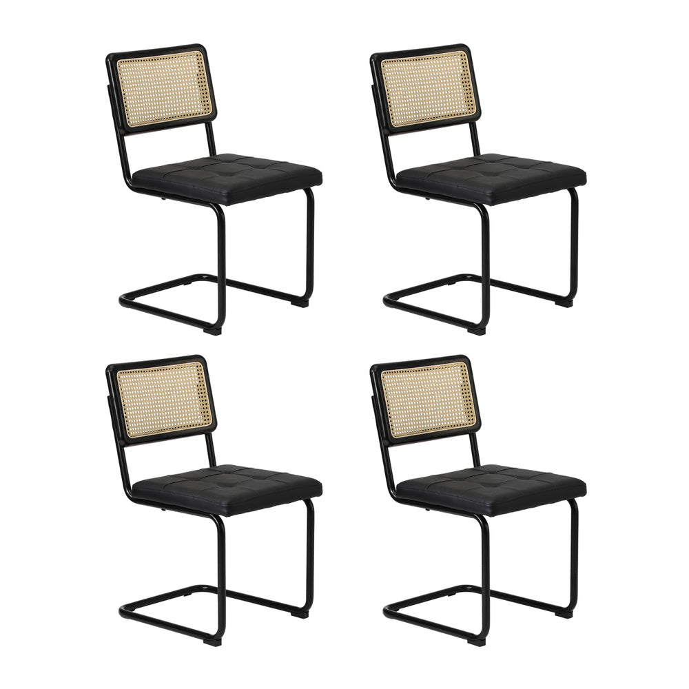 Oikiture 120cm Rectangle Dining Table with 4PCS Dining Chairs Leather Black-Dining Sets-PEROZ Accessories