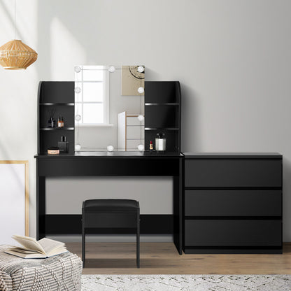 Oikiture 120cm Rectangle Dining Table with 4PCS Dining Chairs Leather Black-Dining Sets-PEROZ Accessories