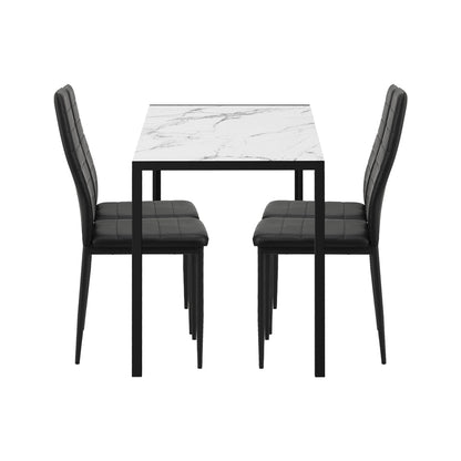 Oikiture 120cm Rectangle Dining Table with 4PCS Dining Chairs Marble White &amp; Black-Dining Set-PEROZ Accessories
