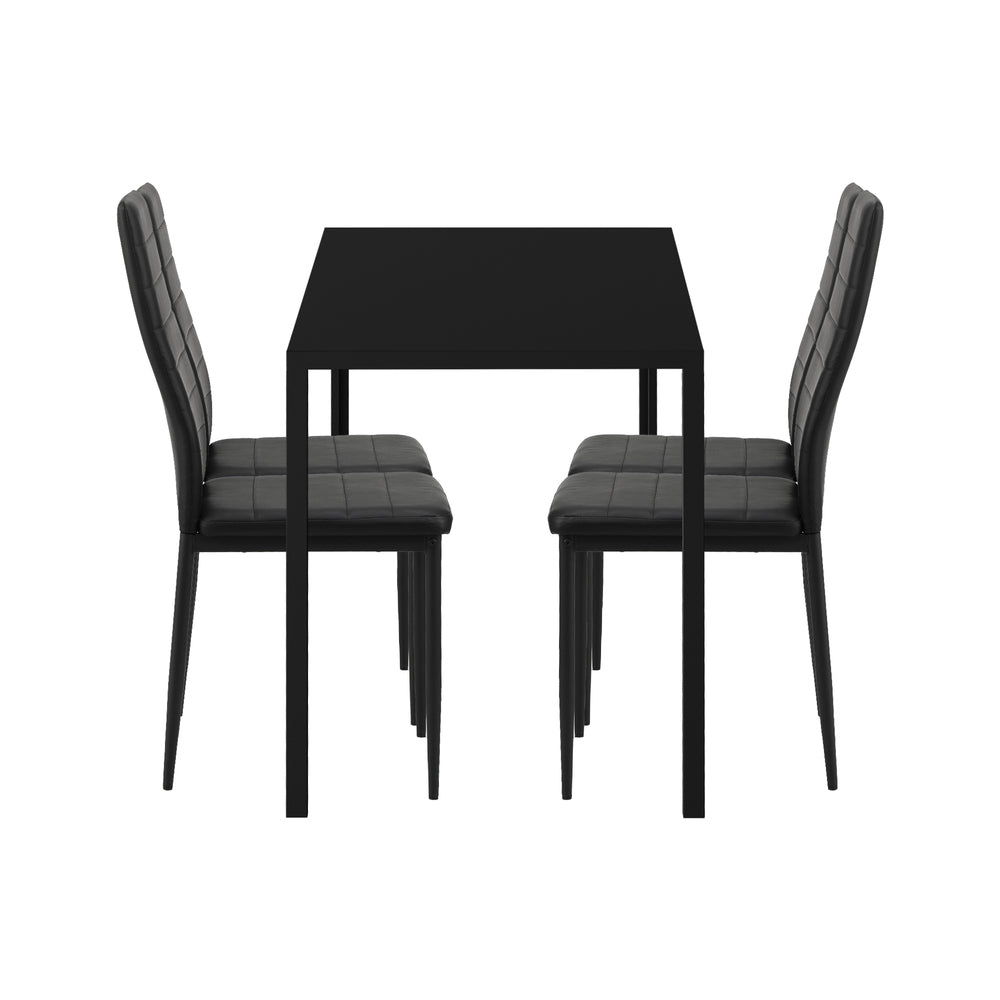 Oikiture 120cm Rectangle Dining Table with 4PCS Dining Chairs Wooden Black-Dining Set-PEROZ Accessories