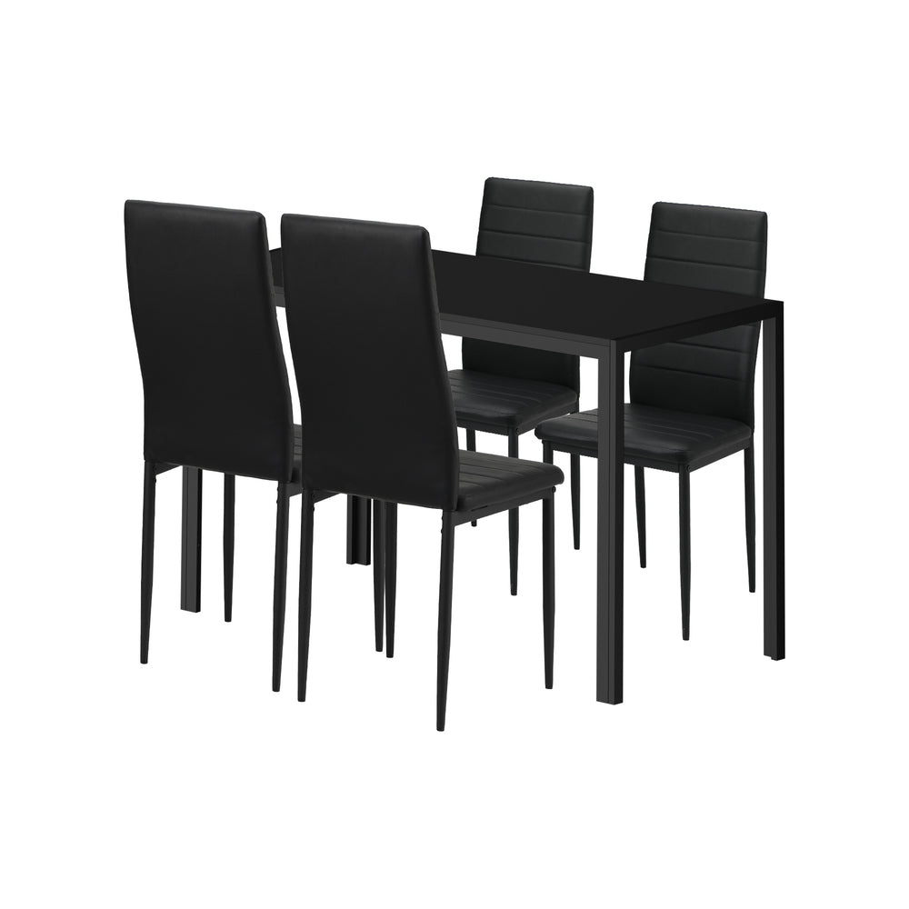 Oikiture 120cm Rectangle Dining Table with 4PCS Dining Chairs Wooden Black-Dining Set-PEROZ Accessories