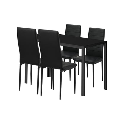 Oikiture 120cm Rectangle Dining Table with 4PCS Dining Chairs Wooden Black-Dining Set-PEROZ Accessories