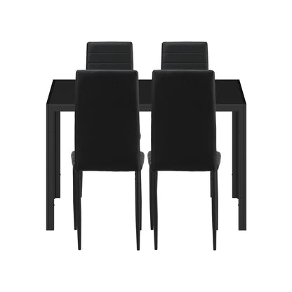 Oikiture 120cm Rectangle Dining Table with 4PCS Dining Chairs Wooden Black-Dining Set-PEROZ Accessories