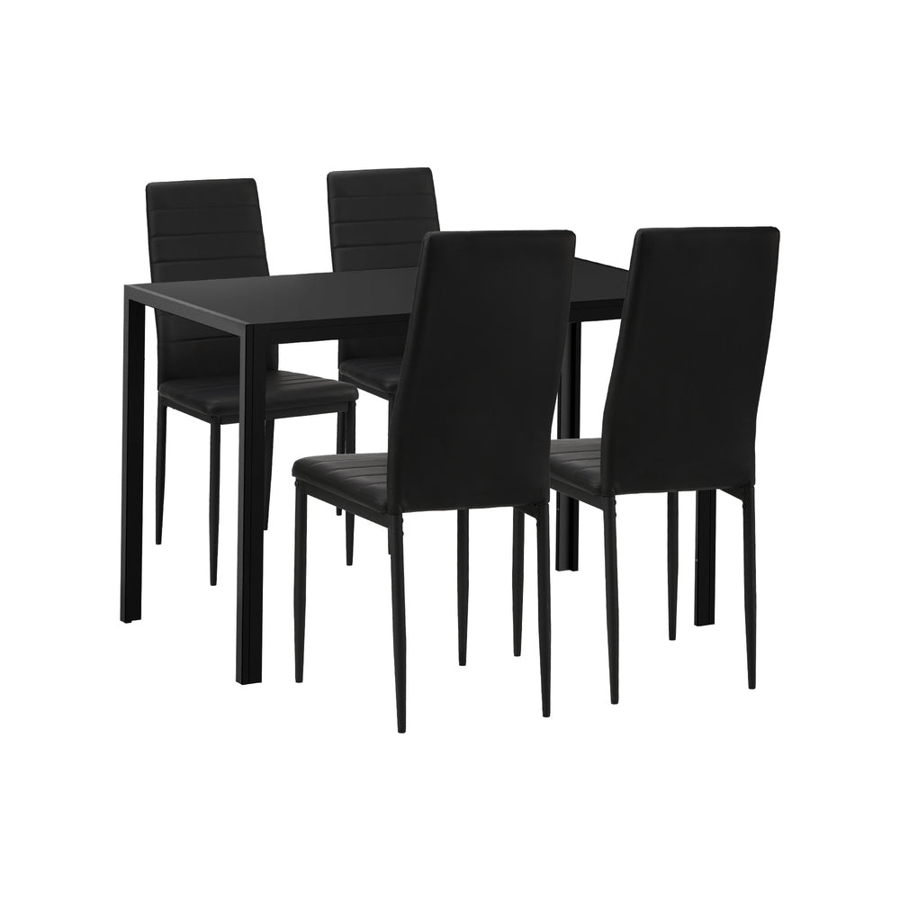 Oikiture 120cm Rectangle Dining Table with 4PCS Dining Chairs Wooden Black-Dining Set-PEROZ Accessories