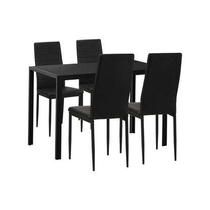 Oikiture 120cm Rectangle Dining Table with 4PCS Dining Chairs Wooden Black-Dining Set-PEROZ Accessories