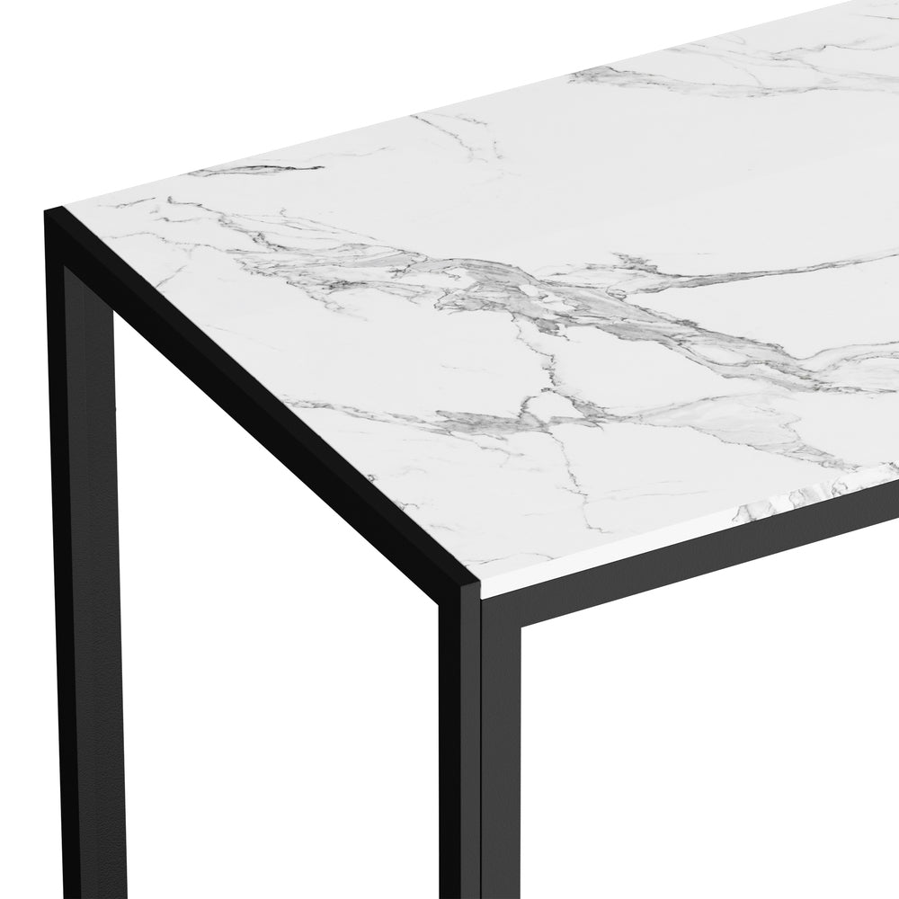 Oikiture 120cm Rectangular Dining Table with Metal Leg White &amp; Black-Dining Table-PEROZ Accessories