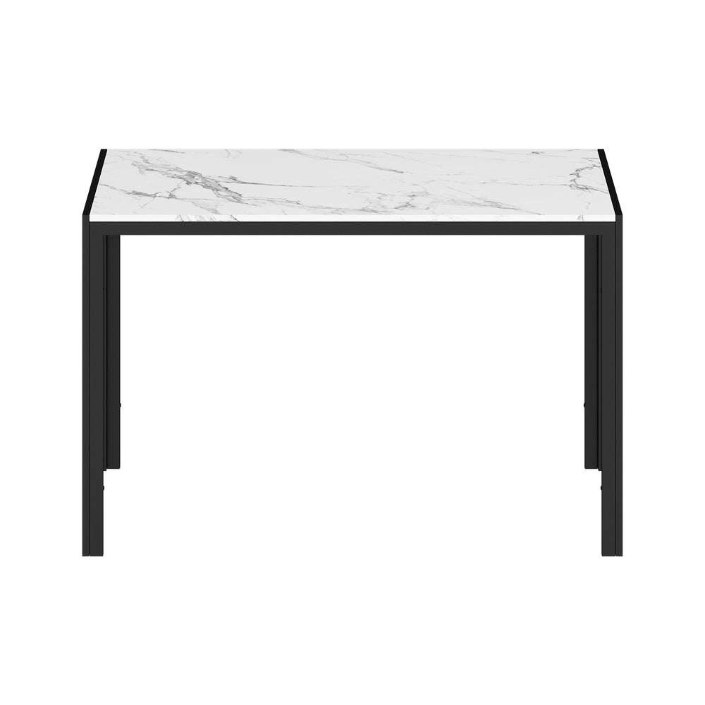 Oikiture 120cm Rectangular Dining Table with Metal Leg White &amp; Black-Dining Table-PEROZ Accessories