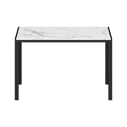 Oikiture 120cm Rectangular Dining Table with Metal Leg White &amp; Black-Dining Table-PEROZ Accessories