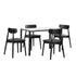 Oikiture 1.2m Dining Table with 4PCS Wooden Chairs Set PU Leather White & Black-Dining Set-PEROZ Accessories