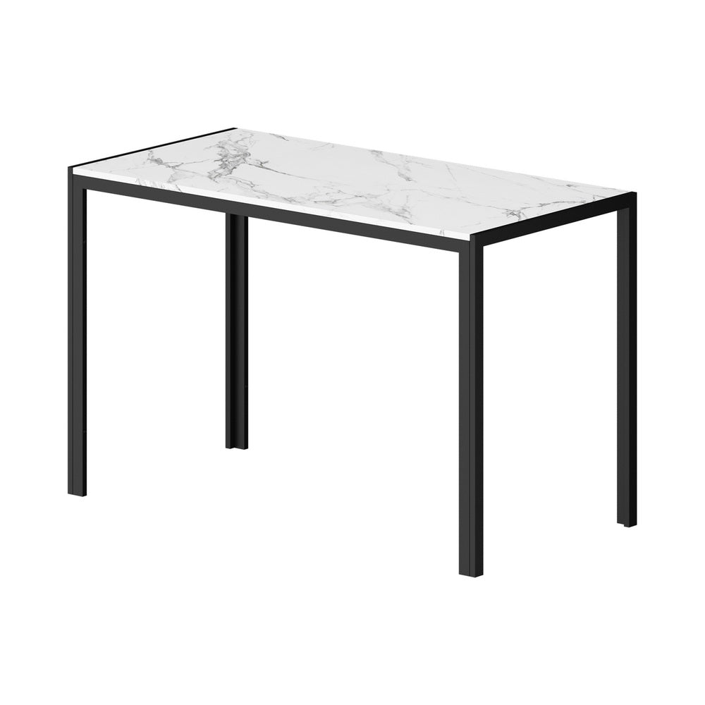 Oikiture 1.2m Dining Table with 4PCS Wooden Chairs Set PU Leather White &amp; Black-Dining Set-PEROZ Accessories