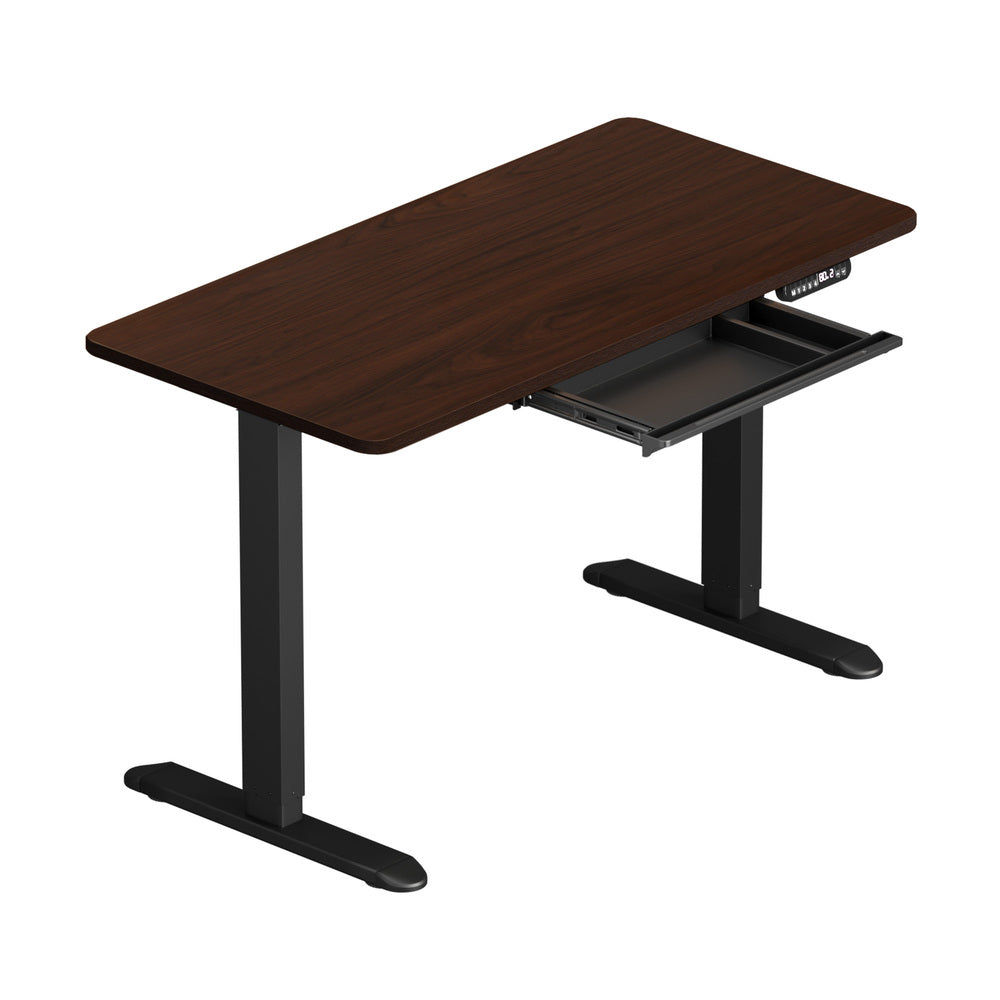 Oikiture 140cm Electric Standing Desk With Drawer Adjustable Black-Standing Desk-PEROZ Accessories