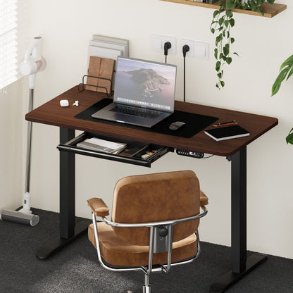 Oikiture 140cm Electric Standing Desk With Drawer Adjustable Black-Standing Desk-PEROZ Accessories