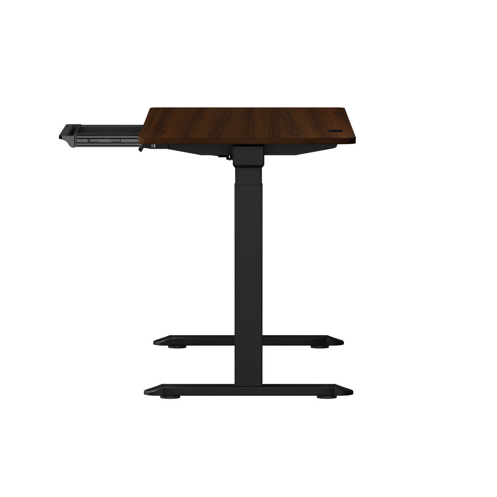 Oikiture 140cm Electric Standing Desk with Drawer Adjustable Black Walnut-Standing Desk-PEROZ Accessories