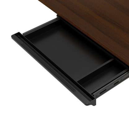 Oikiture 140cm Electric Standing Desk with Drawer Adjustable Black Walnut-Standing Desk-PEROZ Accessories