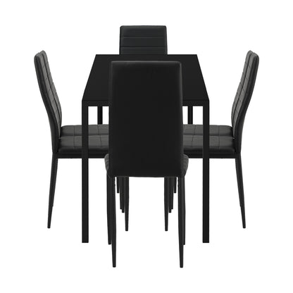 Oikiture 140cm Rectangle Dining Table with 6PCS Dining Chairs Wooden Black-Dining Set-PEROZ Accessories