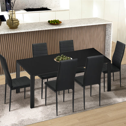 Oikiture 140cm Rectangular Dining Table with Metal Leg Black-Dining Table-PEROZ Accessories