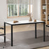 Oikiture 140cm Rectangular Dining Table with Metal Leg White & Black-Dining Table-PEROZ Accessories