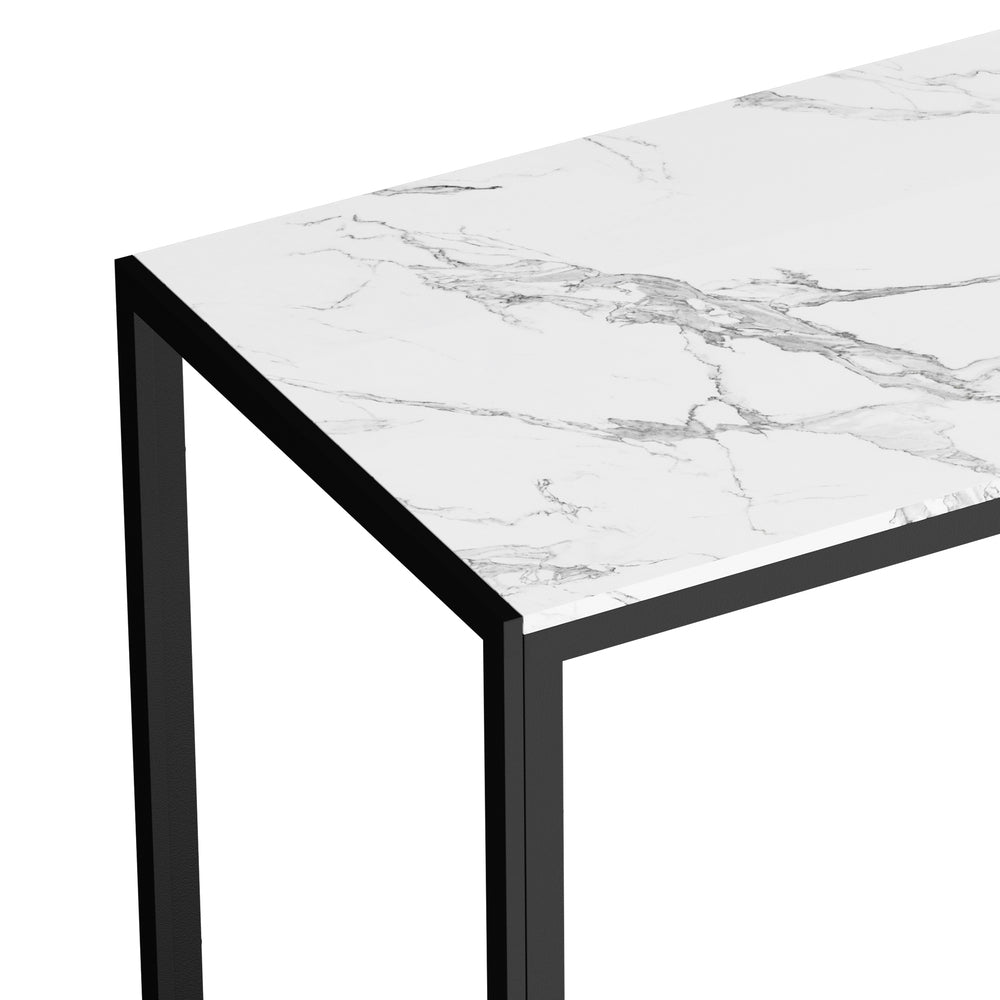 Oikiture 140cm Rectangular Dining Table with Metal Leg White &amp; Black-Dining Table-PEROZ Accessories
