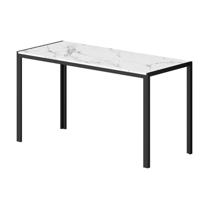 Oikiture 140cm Rectangular Dining Table with Metal Leg White &amp; Black-Dining Table-PEROZ Accessories