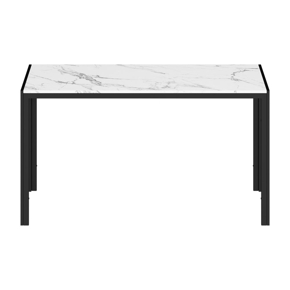 Oikiture 140cm Rectangular Dining Table with Metal Leg White &amp; Black-Dining Table-PEROZ Accessories