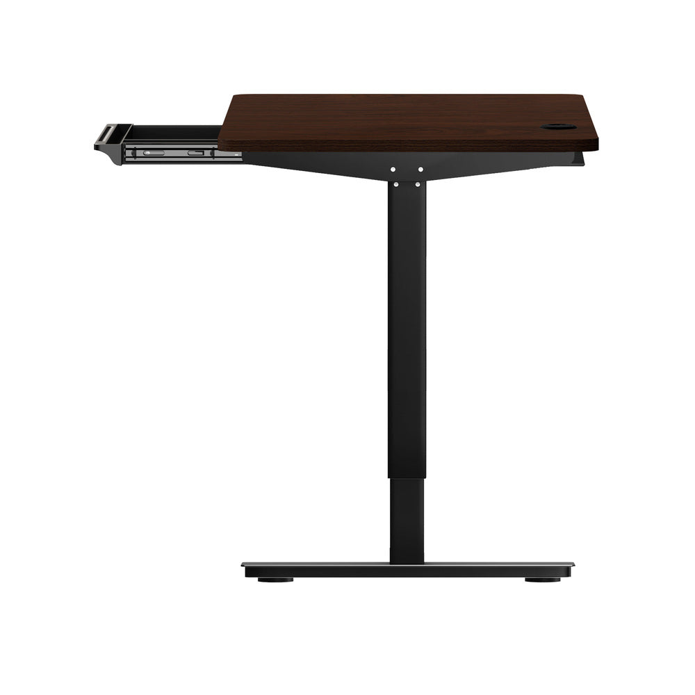 Oikiture 150cm Electric Standing Desk with Drawer Adjustable Black &amp; Walnut-Standing Desk-PEROZ Accessories