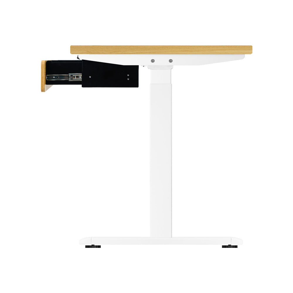 Oikiture 150cm Electric Standing Desk with Drawer Adjustable Oak White-Standing Desk-PEROZ Accessories