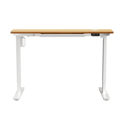 Oikiture 150cm Electric Standing Desk with Drawer Adjustable White &amp; Oak-Standing Desk-PEROZ Accessories