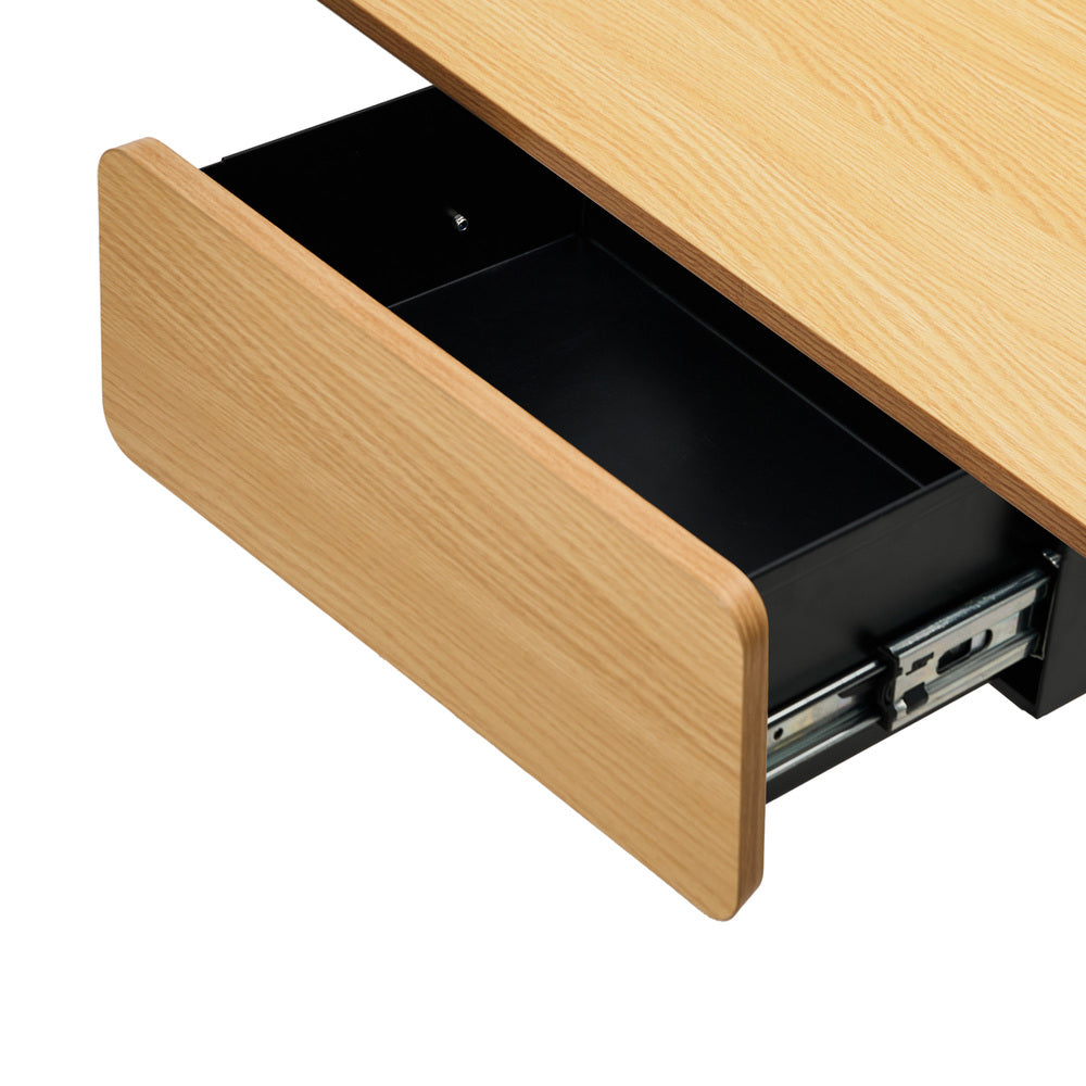 Oikiture 160cm Electric Standing Desk with Drawer Adjustable Oak Black-Standing Desk-PEROZ Accessories