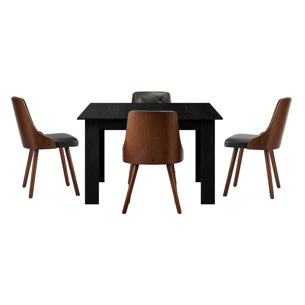 Oikiture 160cm Extendable Dining Table with 4PCS Chairs PU Leather-Dining Set-PEROZ Accessories