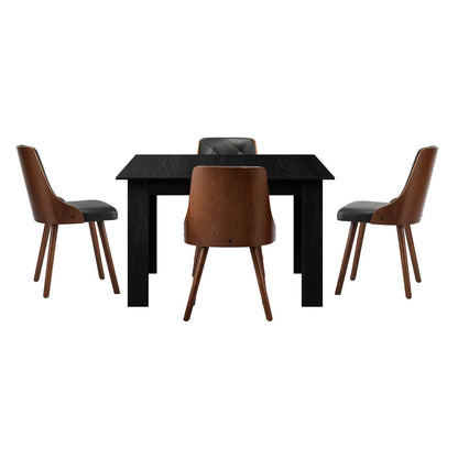 Oikiture 160cm Extendable Dining Table with 4PCS Chairs PU Leather-Dining Set-PEROZ Accessories