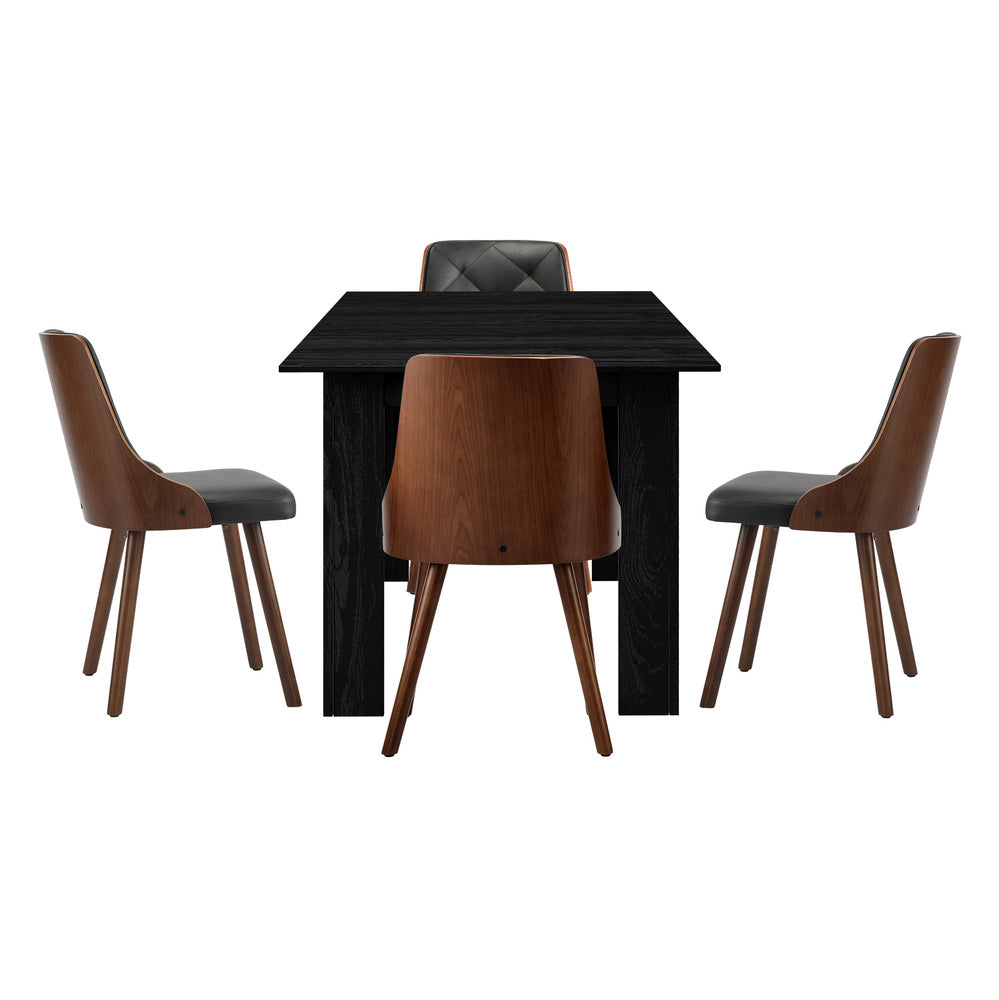 Oikiture 160cm Extendable Dining Table with 4PCS Chairs PU Leather-Dining Set-PEROZ Accessories