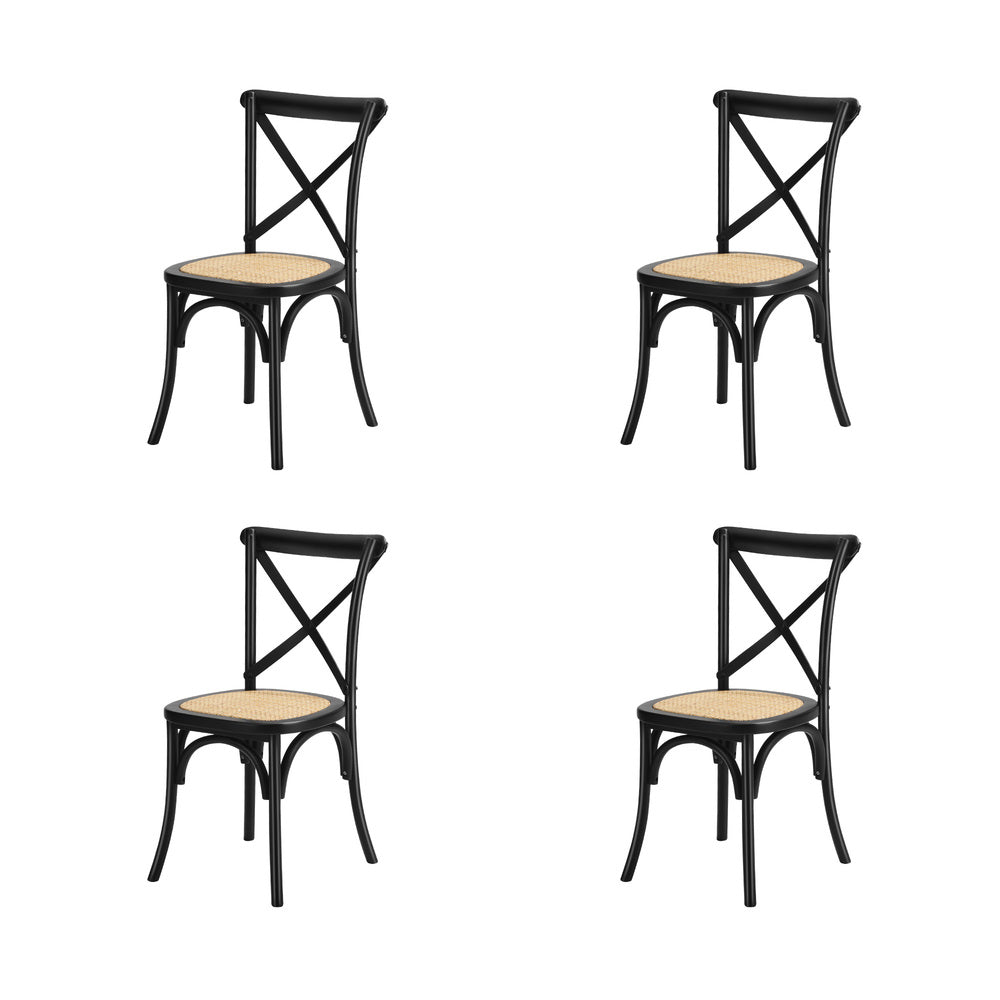 Oikiture 160cm Extendable Dining Table with 4PCS Dining Chairs Geometric Black-Dining Set-PEROZ Accessories
