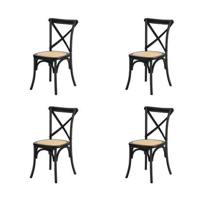Oikiture 160cm Extendable Dining Table with 4PCS Dining Chairs Geometric Black-Dining Set-PEROZ Accessories