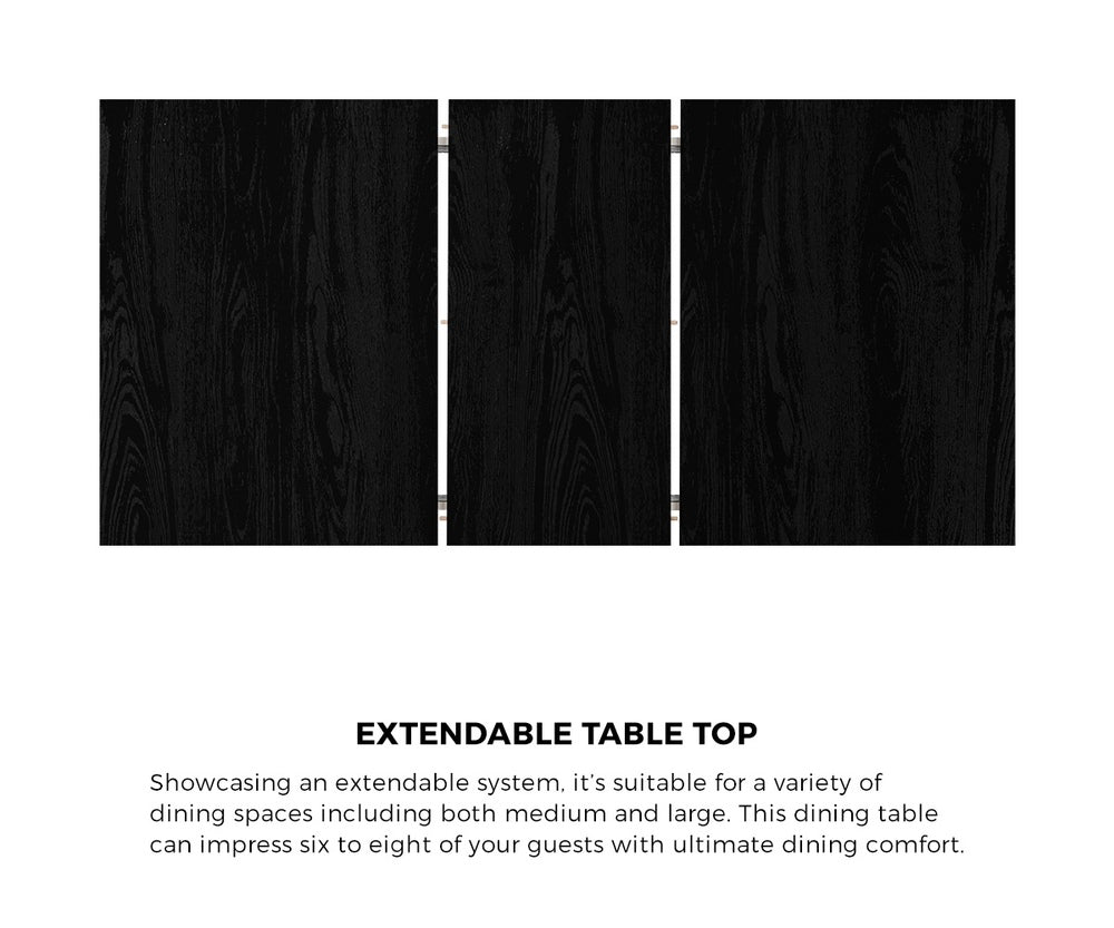 Oikiture 160cm Extendable Dining Table with 4PCS Dining Chairs Geometric Black-Dining Set-PEROZ Accessories