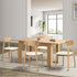 Oikiture 160cm Extendable Dining Table with 4x Dining Chairs PU Leather Natural-Dining Set-PEROZ Accessories
