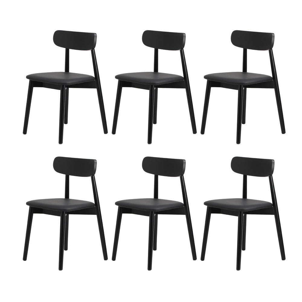 Oikiture 160cm Extendable Dining Table with 6x Dining Chairs PU Leather Black-Dining Sets-PEROZ Accessories