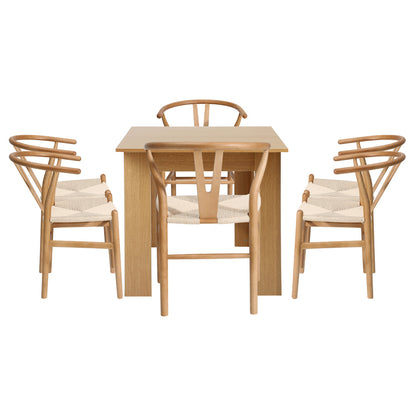 Oikiture 160cm Extendable Dining Table with 6x Hans Wegner Dining Chairs Natural-Dining Set-PEROZ Accessories
