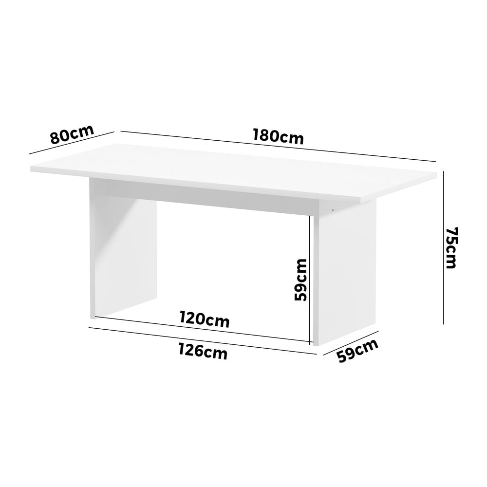 Oikiture 180cm Dining Table Rectangular Timber White-Dining Table-PEROZ Accessories