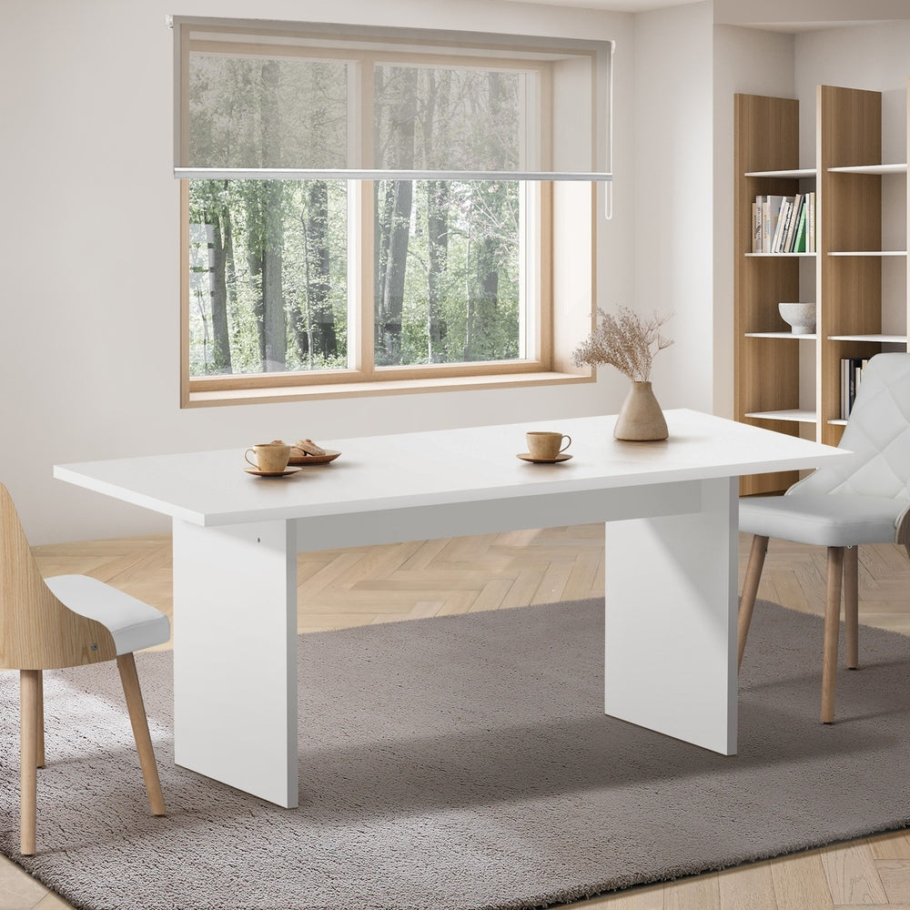 Oikiture 180cm Dining Table Rectangular Timber White-Dining Table-PEROZ Accessories
