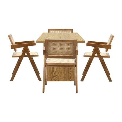 Oikiture 180cm Rectangular Dining Table with 4PCS Dining Chairs Wooden Walnut-Dining Sets-PEROZ Accessories