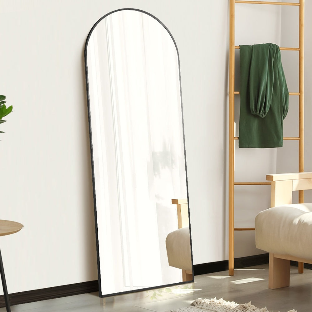Oikiture 180x70cm Full Length Mirror Arched Floor Mirrors Black-Full Length Mirror-PEROZ Accessories