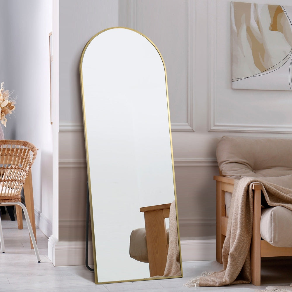 Oikiture 180x70cm Full Length Mirror Arched Floor Mirrors Gold-Full Length Mirror-PEROZ Accessories