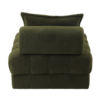 Oikiture 2 Seater Boucle Modular Sofa Armless TOFU Back Green-Sofa-PEROZ Accessories