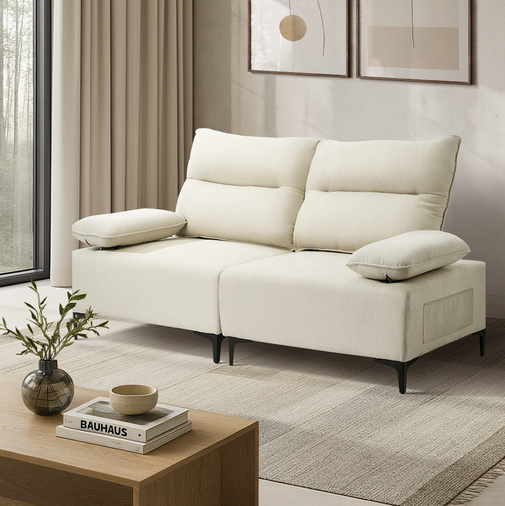 Oikiture 2 Seater Love Seat Couch Sofa Lounge Side Pocket Armrest-Sofa-PEROZ Accessories