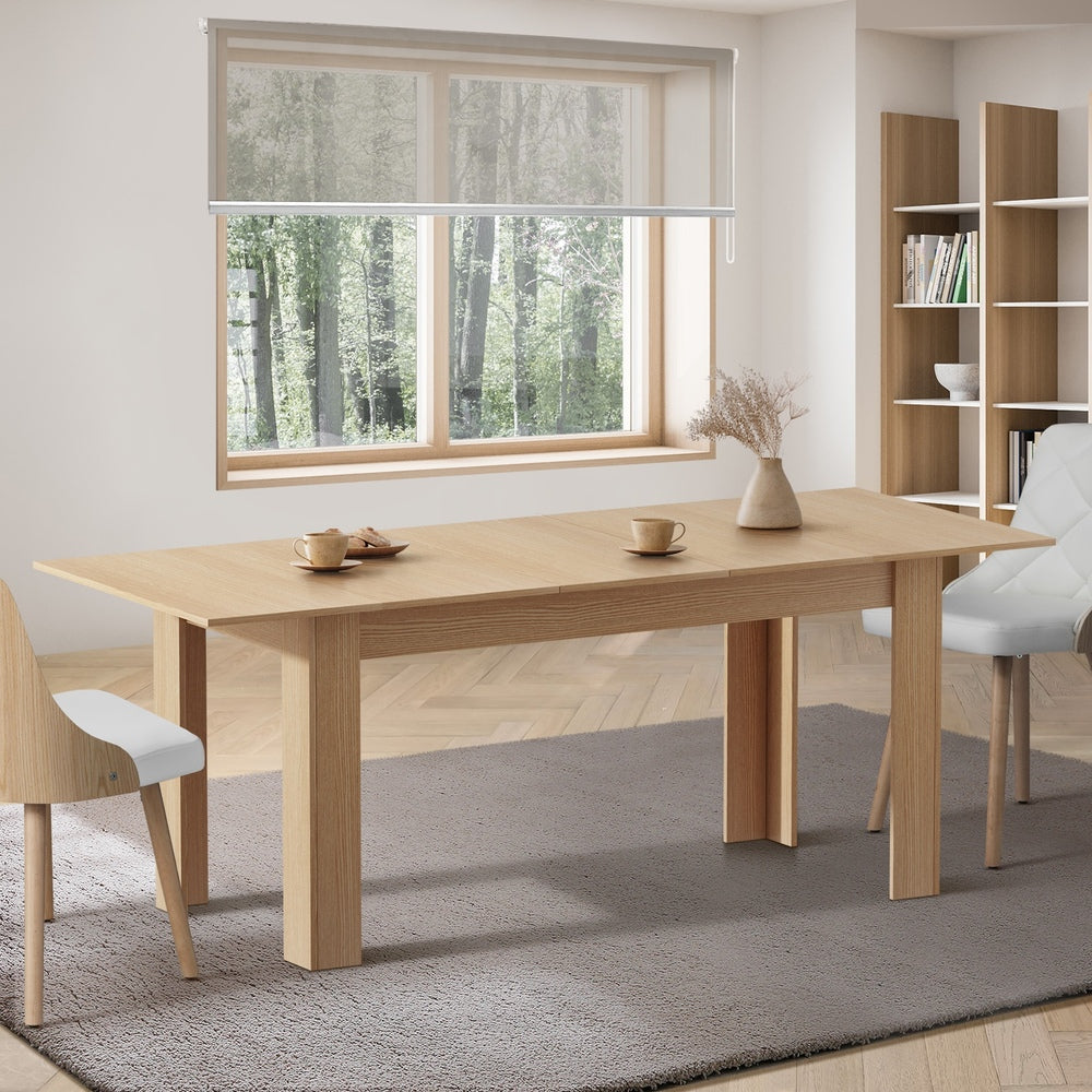 Oikiture 200cm Extendable Dining Table Cafe Table Natural-Dining Table-PEROZ Accessories