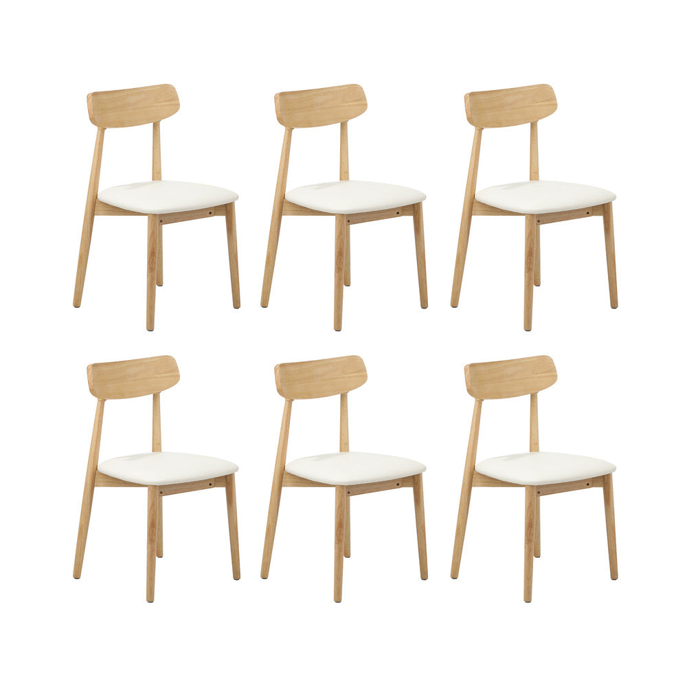 Oikiture 200cm Extendable Dining Table with 6x Dining Chairs PU Leather Natural-Dining Sets-PEROZ Accessories